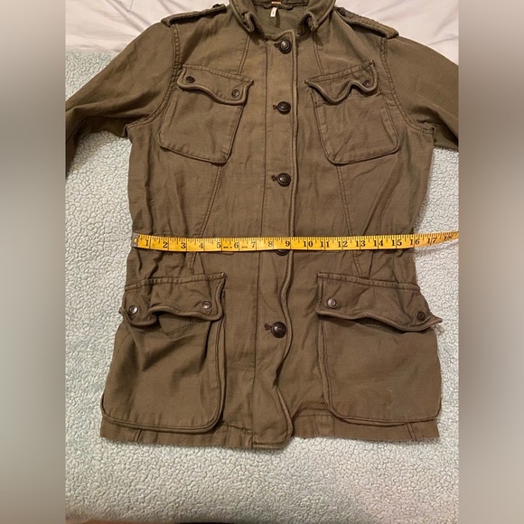 Olive Green Military Style Free People Utility Jacket - Picture 7 of 9